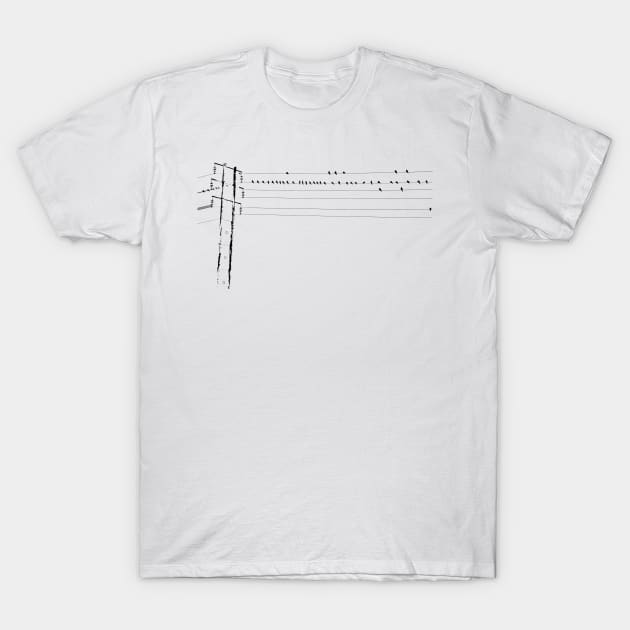 Birds on the wire T-Shirt by bywhacky